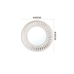 Specchio rotondo da parete con cornice in macramè