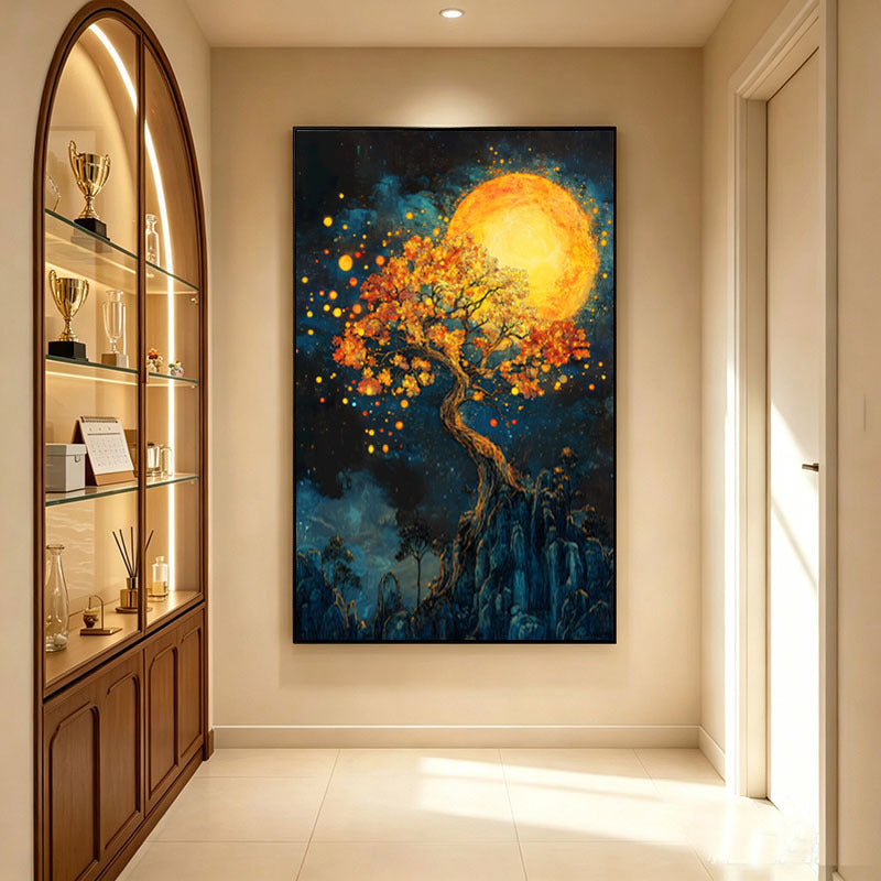 Stampa su tela artistica con albero e sole