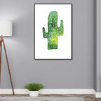 Stampa su tela con cactus tropicale verde su bianco con texture