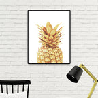 Stampa su tela ananas dorato decorazione murale tropicale per sala da pranzo