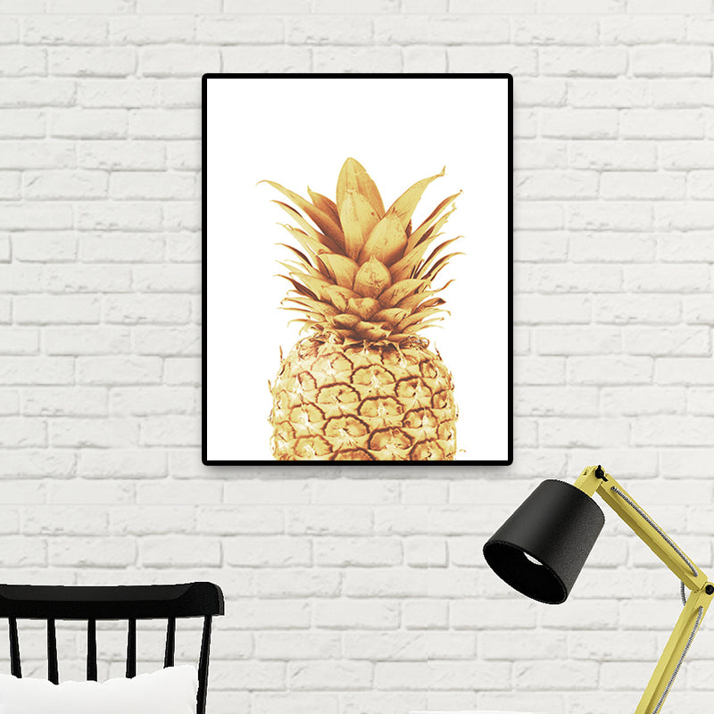 Stampa su tela ananas dorato decorazione murale tropicale per sala da pranzo