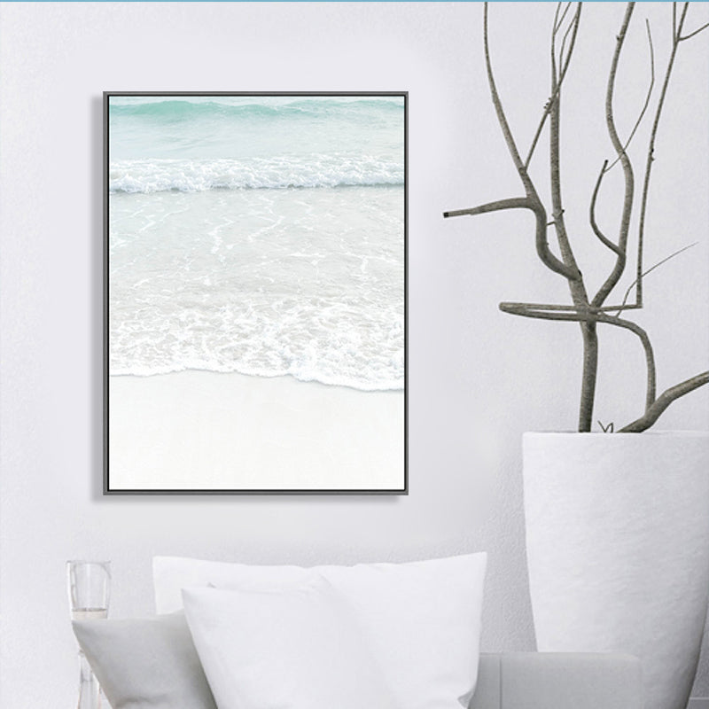 Stampa su tela beige acqua marina stile tropicale con texture per sala da pranzo