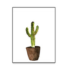 Stampa su tela con cactus in vaso verde – Decorazione murale tropicale per la casa