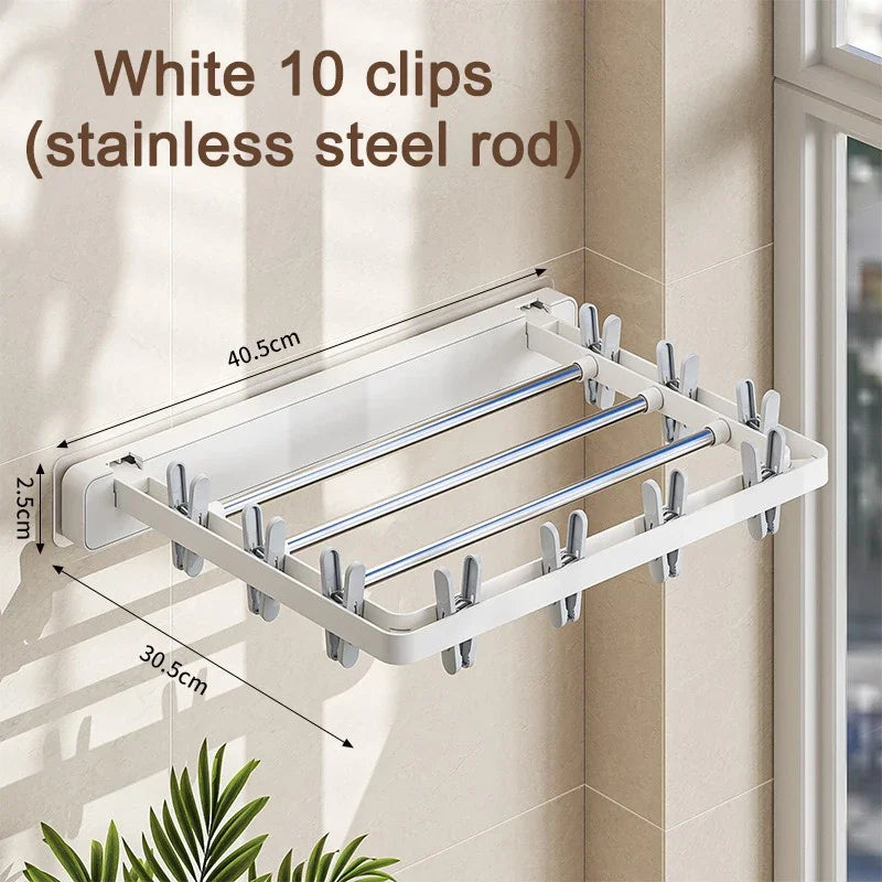 Stendibiancheria pieghevole da parete DryFold con mollette antivento