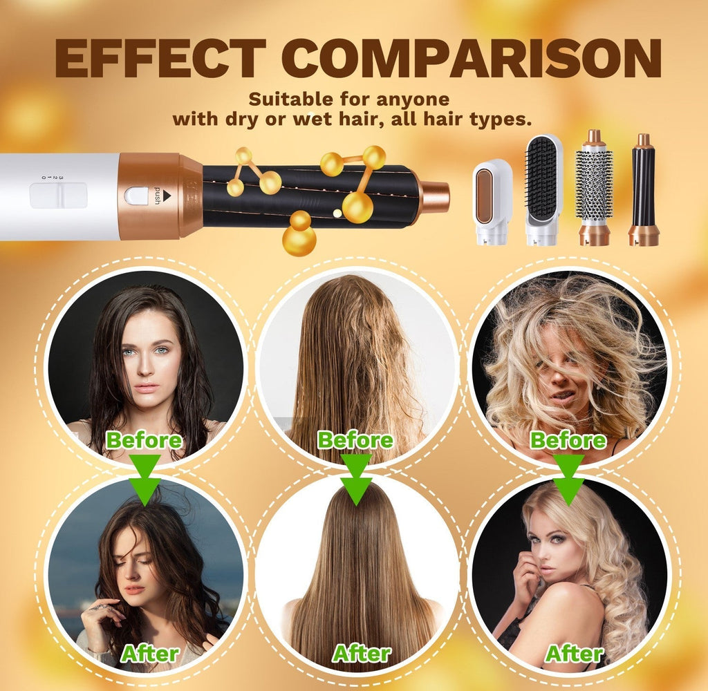 Styler per capelli 5 in 1 con arricciacapelli automatico, asciugacapelli e spazzola lisciante
