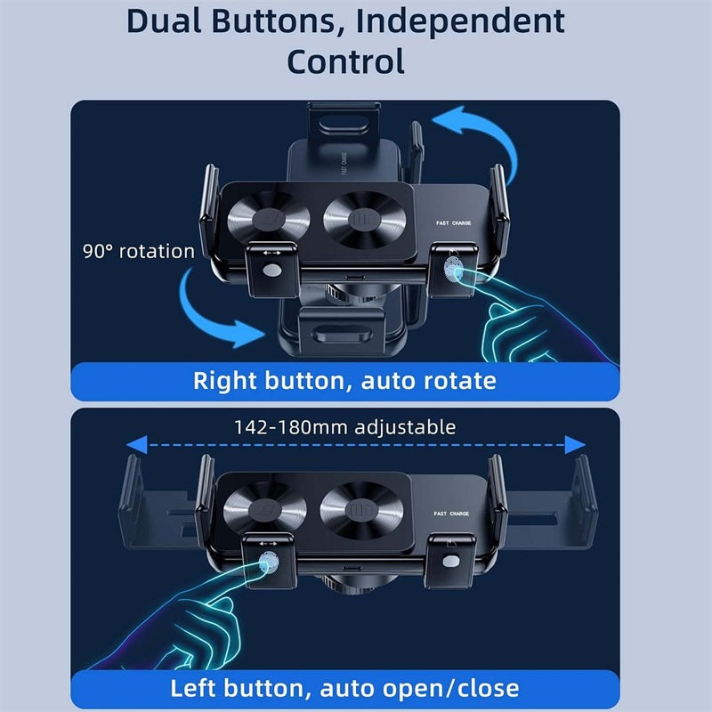 Supporto auto con ricarica wireless a doppia bobina