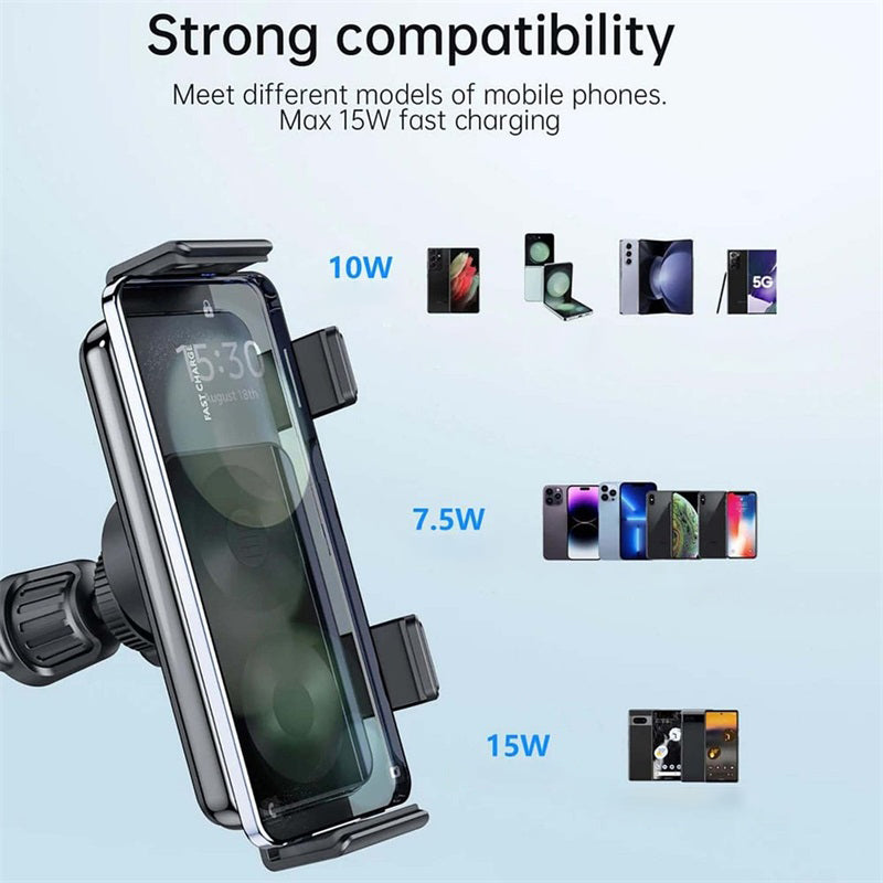 Supporto auto con ricarica wireless a doppia bobina