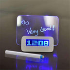 Sveglia digitale LED blu con lavagnetta fluorescente