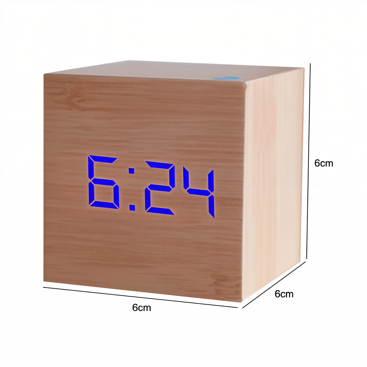 Sveglia LED digitale a cubo in legno