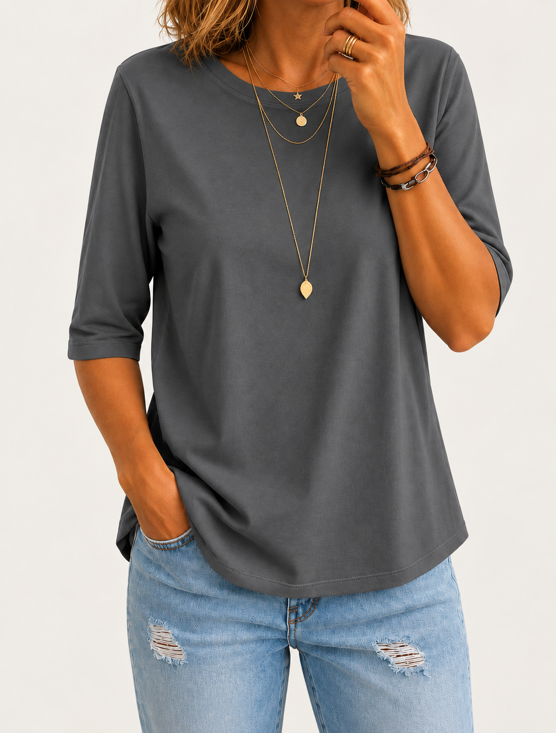 T-shirt a mezza manica relaxed per tutti i giorni da donna