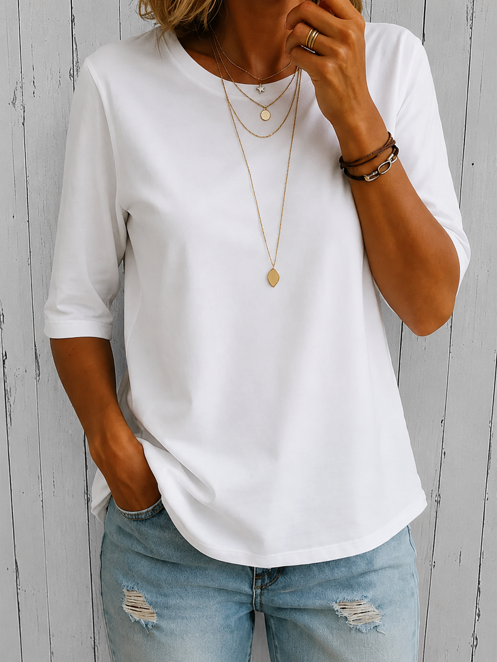 T-shirt a mezza manica relaxed per tutti i giorni da donna