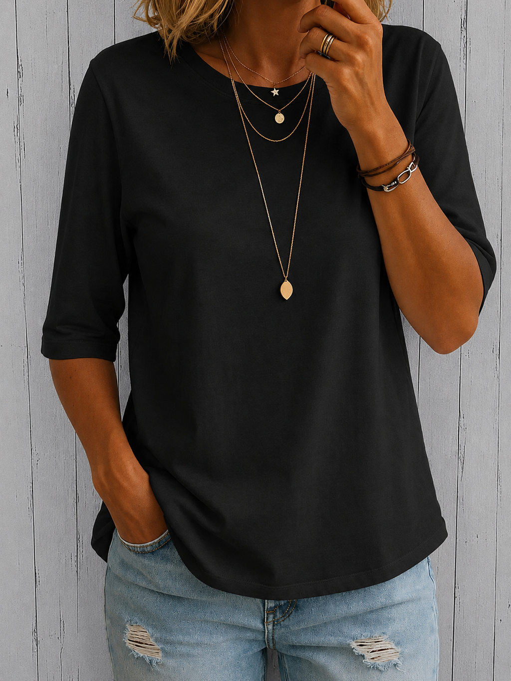 T-shirt a mezza manica relaxed per tutti i giorni da donna