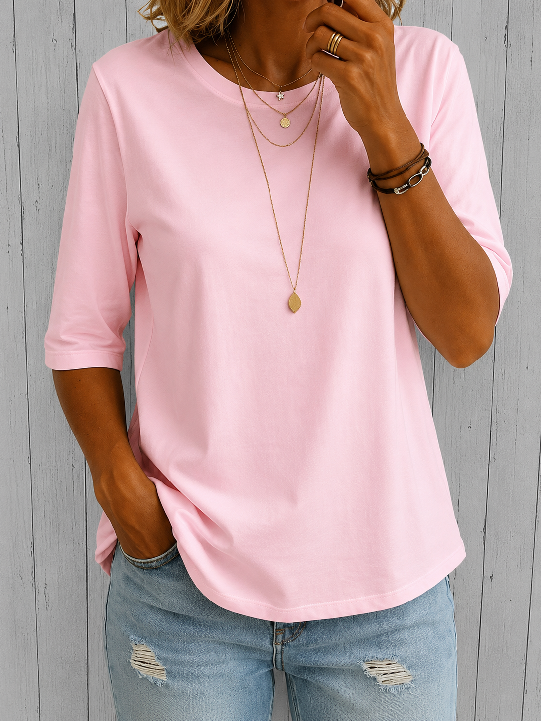T-shirt a mezza manica relaxed per tutti i giorni da donna