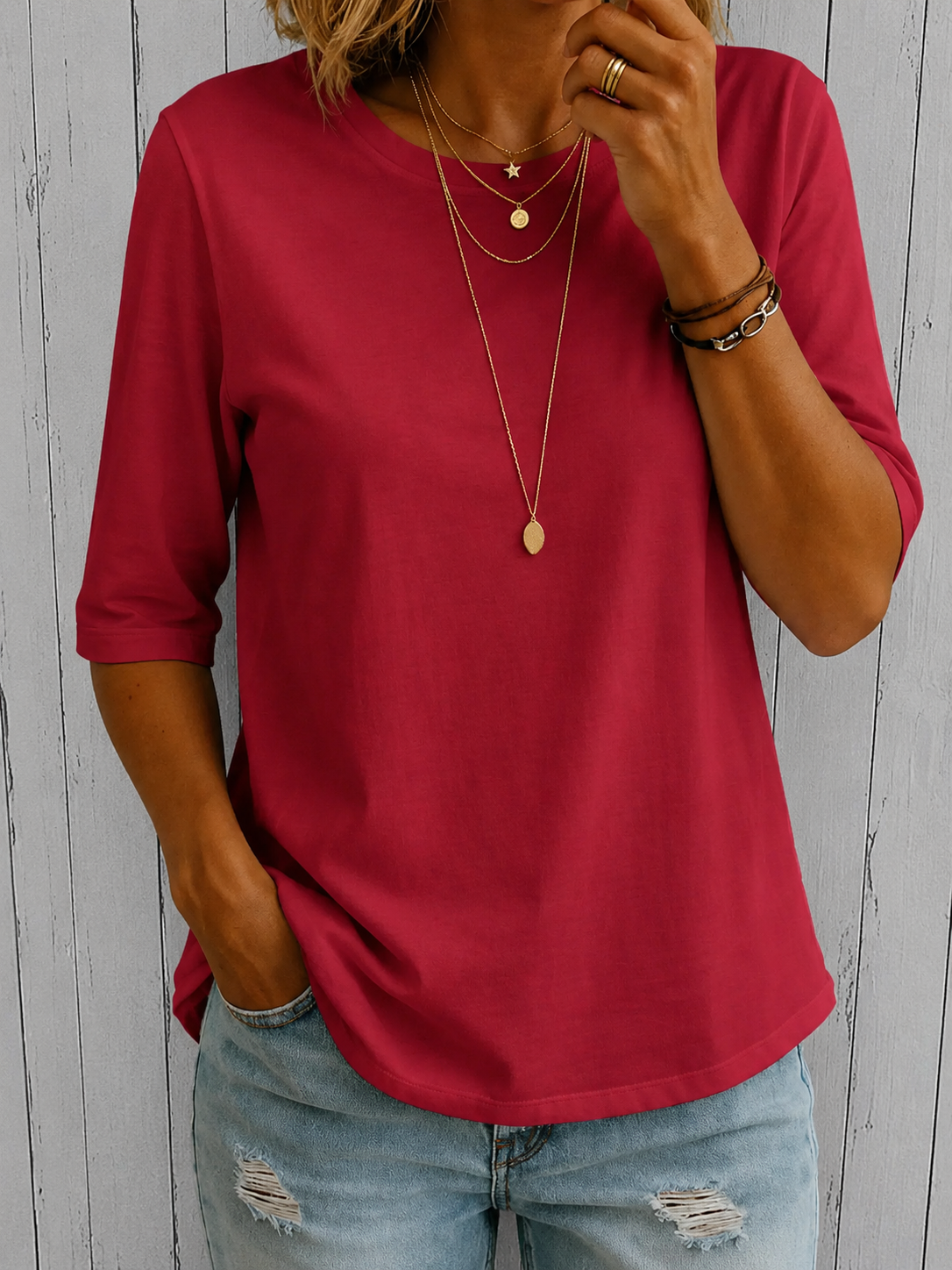 T-shirt a mezza manica relaxed per tutti i giorni da donna