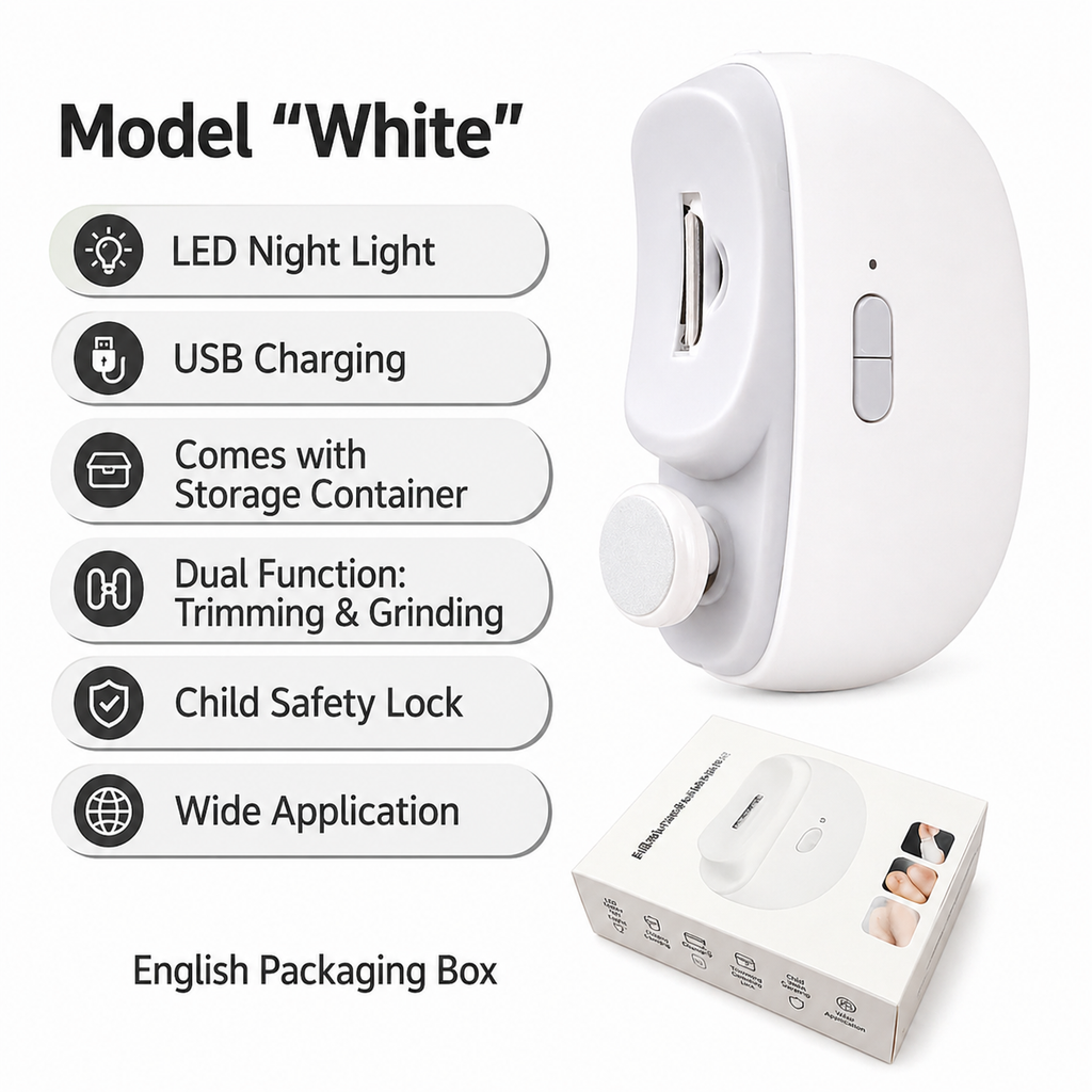Tagliaunghie elettrico 3 in 1 con taglio, limatura e lucidatura, ricaricabile USB