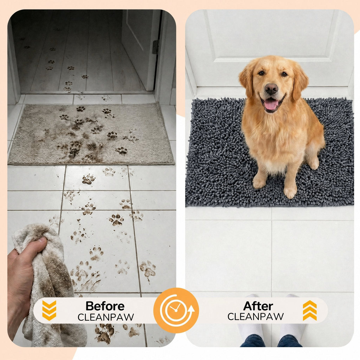 Tappetino assorbente antiscivolo per cani con zampe infangate