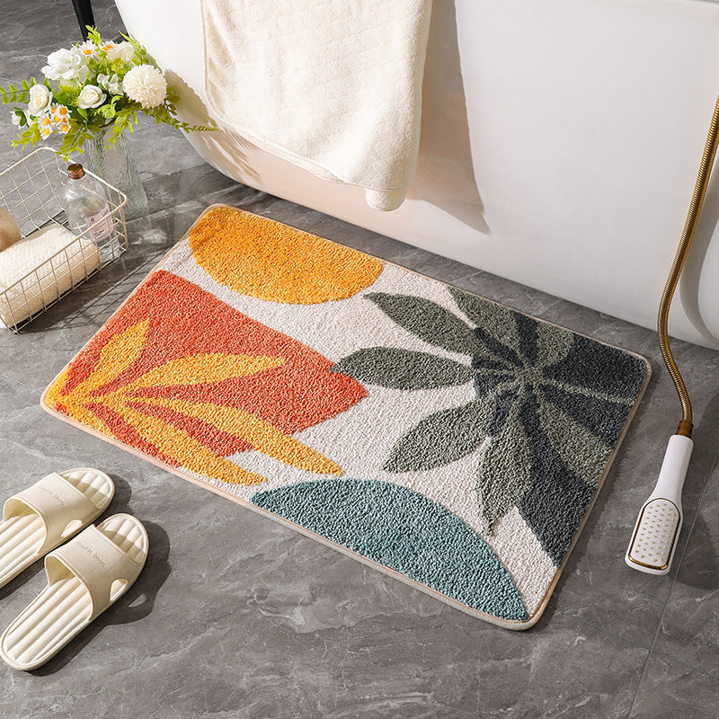 Tappetino bagno artistico con stampa floreale
