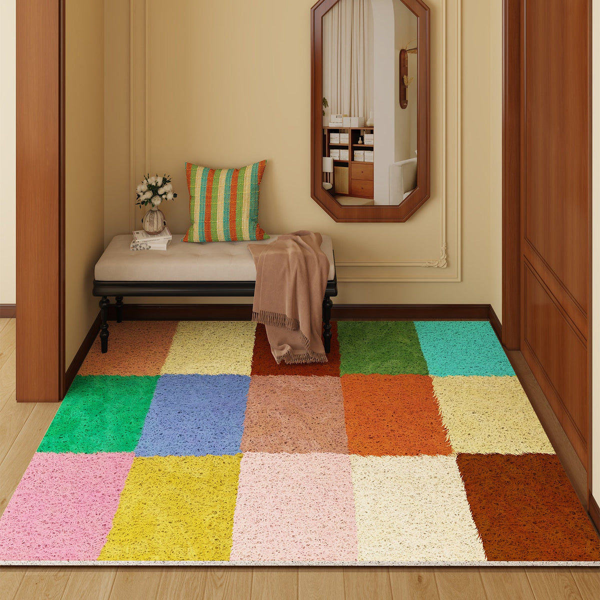 Tappeto artistico patchwork multicolore