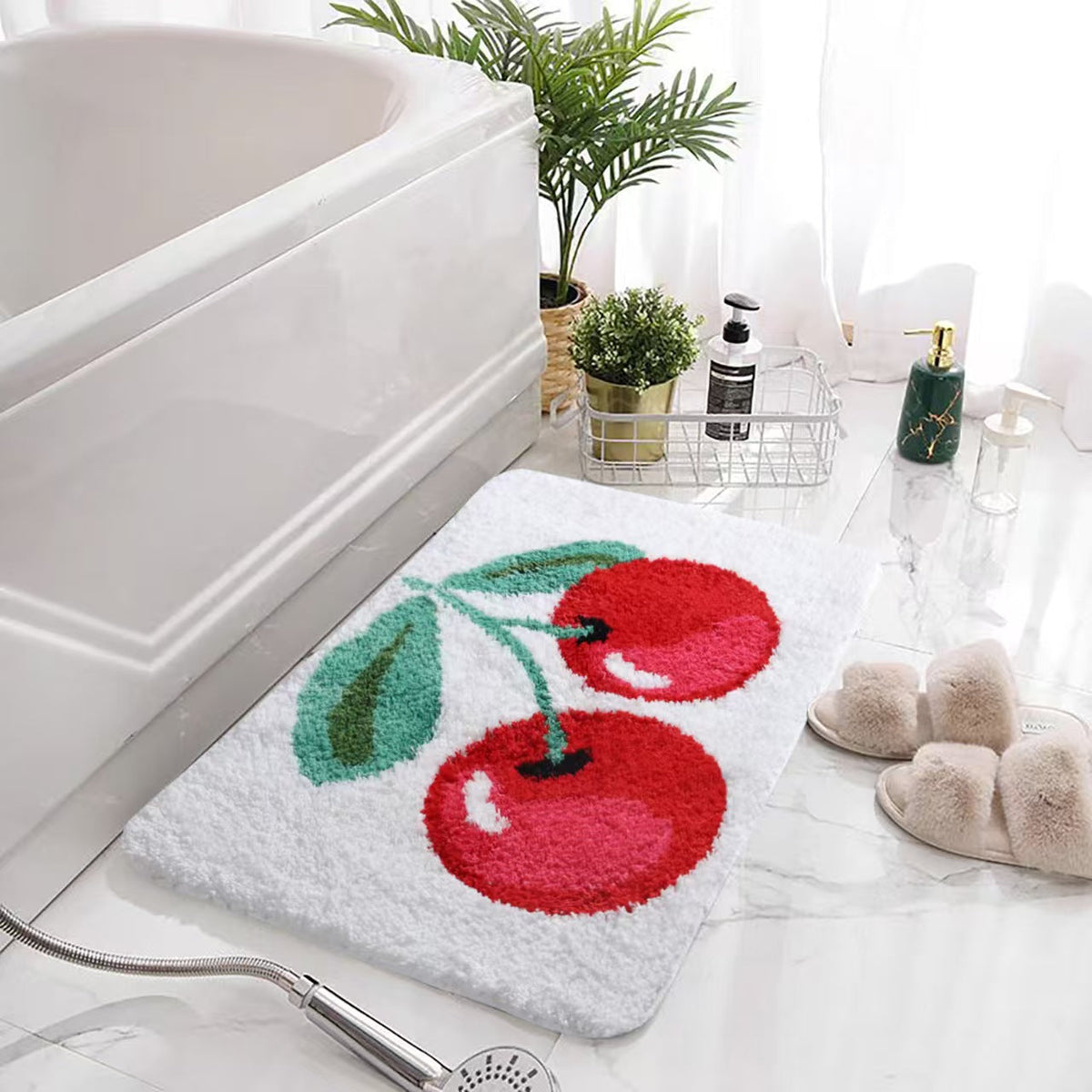Tappeto bagno morbido con ciliegie
