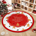 Tappeto rotondo natalizio con albero e decorazioni
