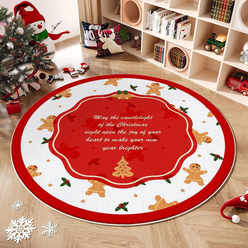 Tappeto rotondo natalizio con albero e decorazioni