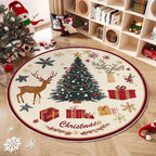 Tappeto rotondo natalizio con albero e decorazioni