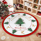 Tappeto rotondo natalizio con albero e decorazioni