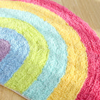 Tappeto semicircolare fantasia arcobaleno in cotone per cameretta