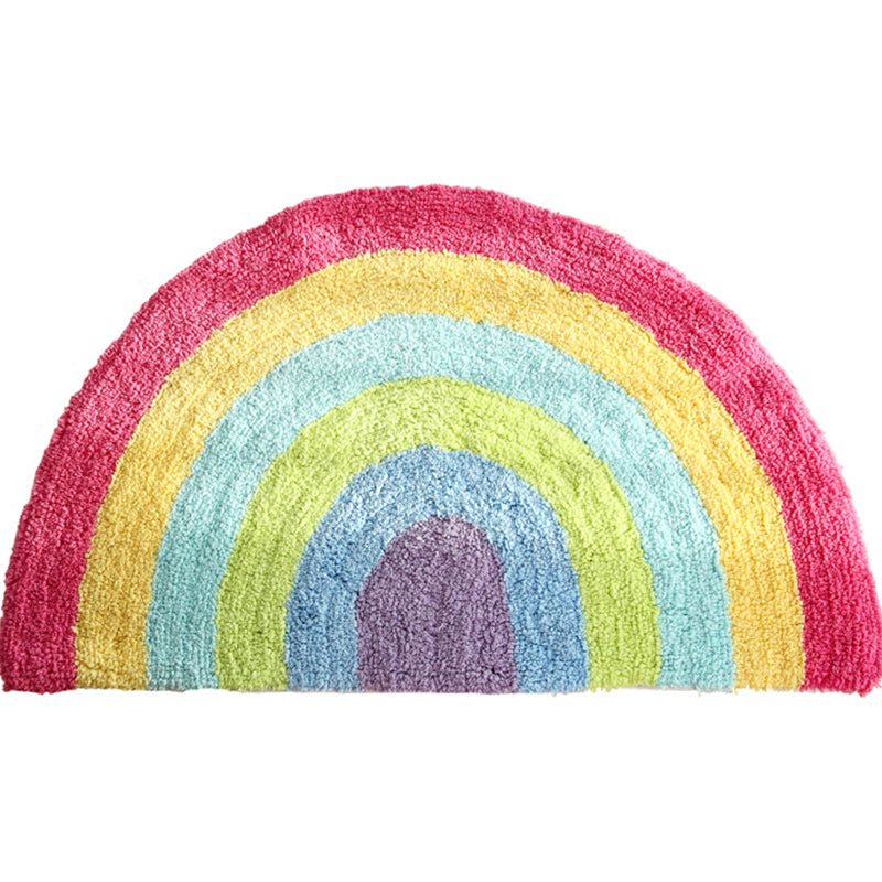 Tappeto semicircolare fantasia arcobaleno in cotone per cameretta