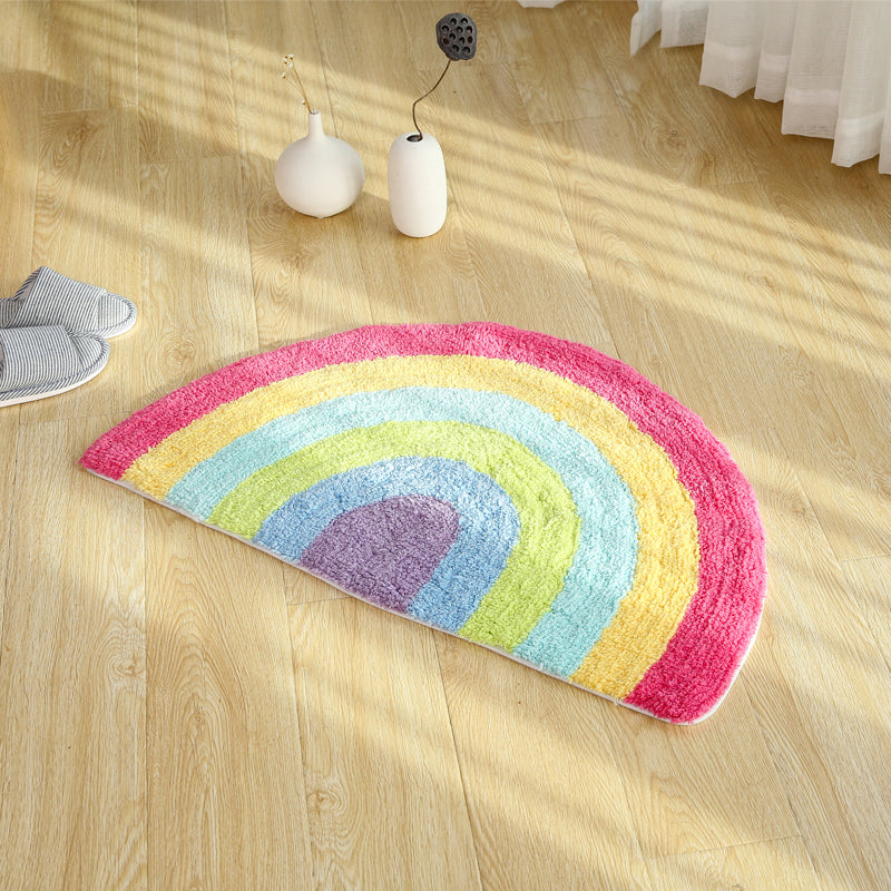 Tappeto semicircolare fantasia arcobaleno in cotone per cameretta