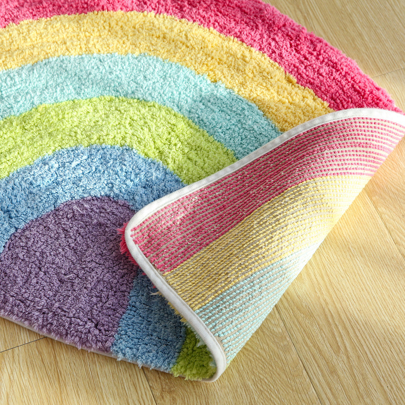Tappeto semicircolare fantasia arcobaleno in cotone per cameretta