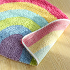 Tappeto semicircolare fantasia arcobaleno in cotone per cameretta