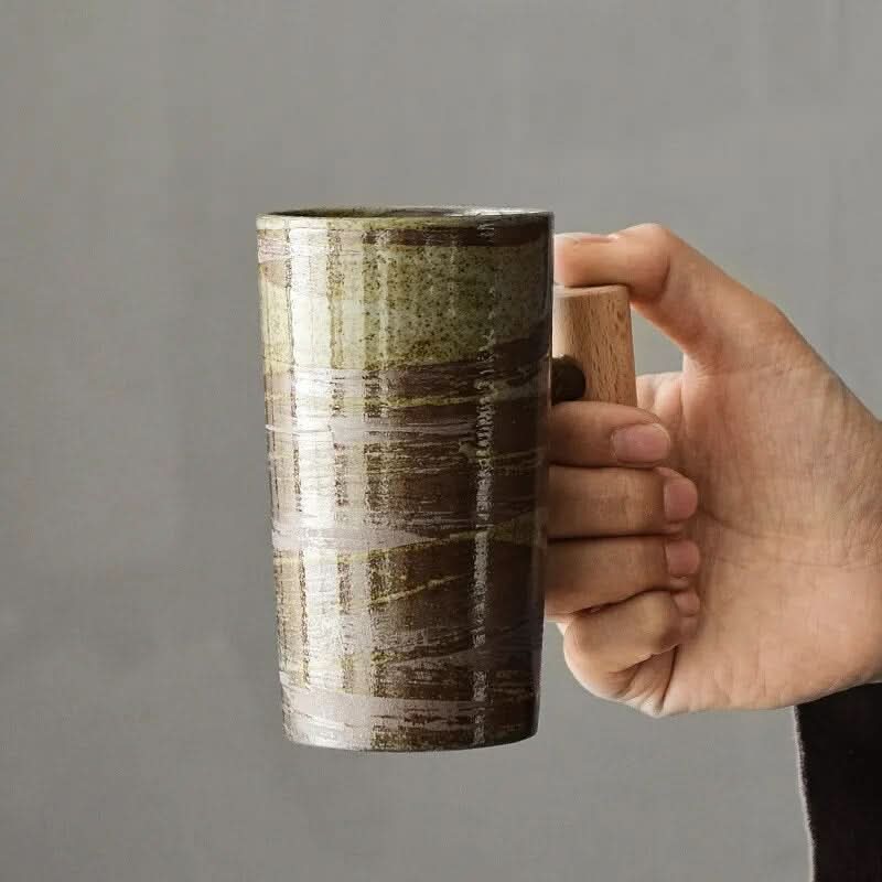 Tazza in ceramica artigianale con manico in legno BREWCRAFT