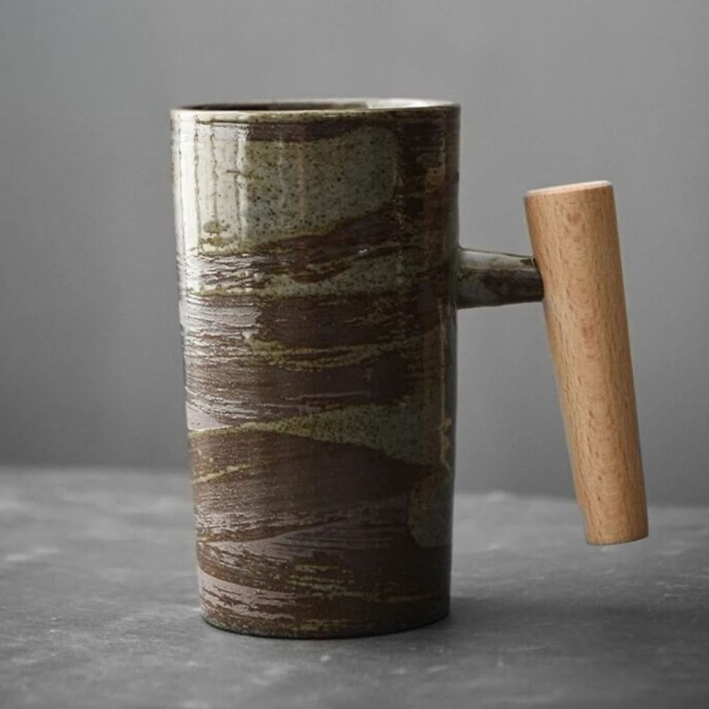 Tazza in ceramica artigianale con manico in legno BREWCRAFT