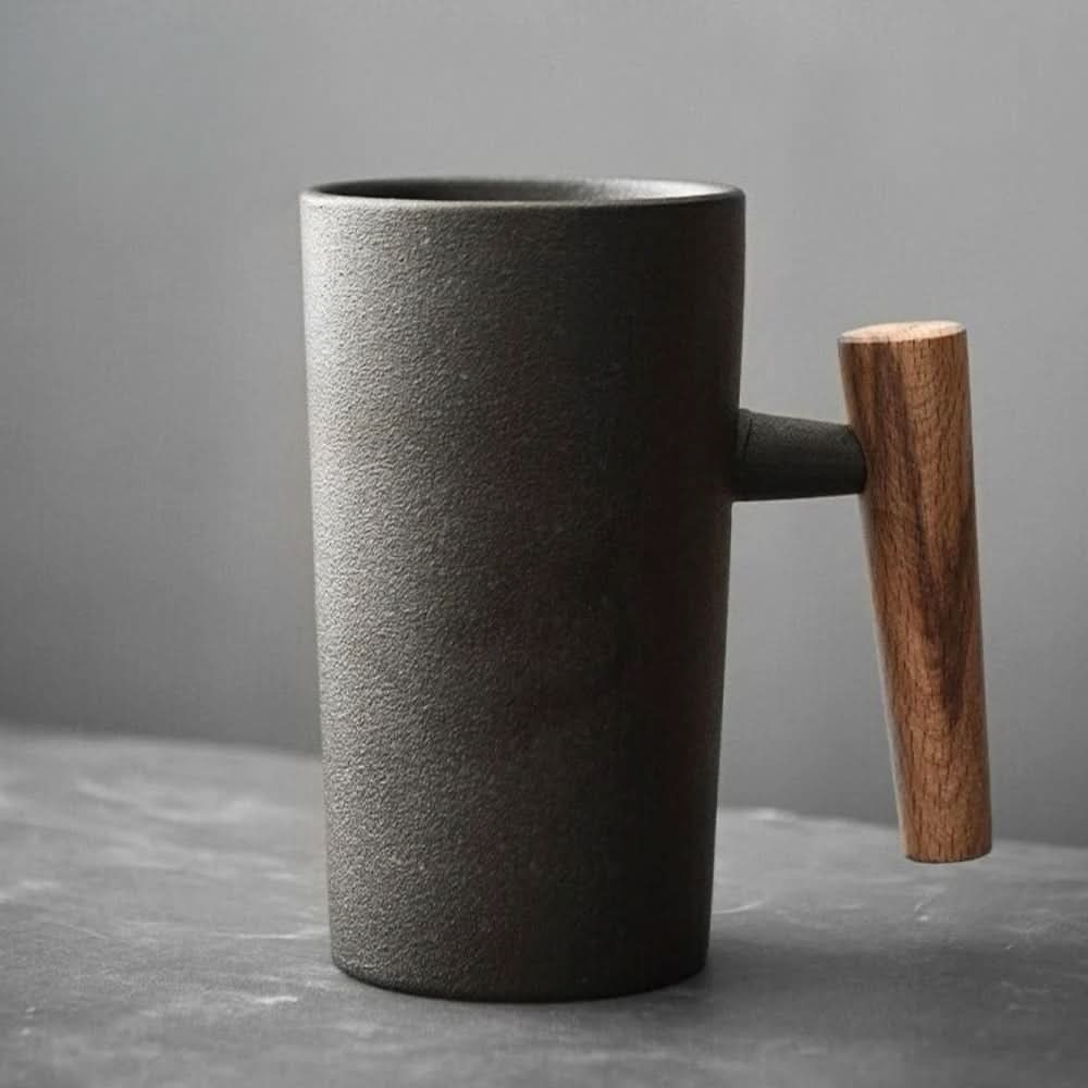 Tazza in ceramica artigianale con manico in legno BREWCRAFT
