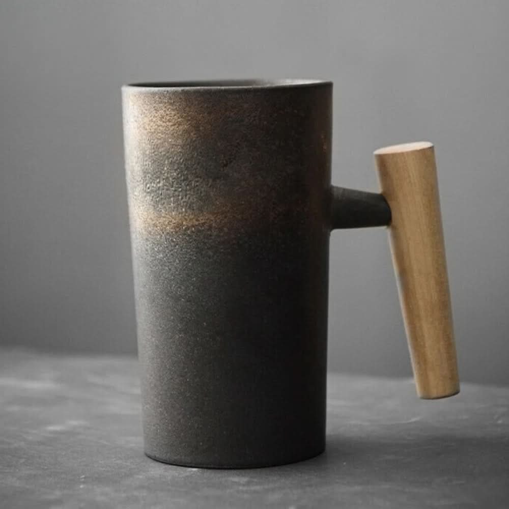 Tazza in ceramica artigianale con manico in legno BREWCRAFT