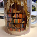 Tazza in ceramica con design libreria 3D