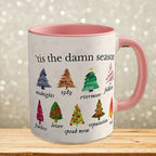 Tazza natalizia Tis The Damn Season con alberi di Natale ispirati agli album musicali