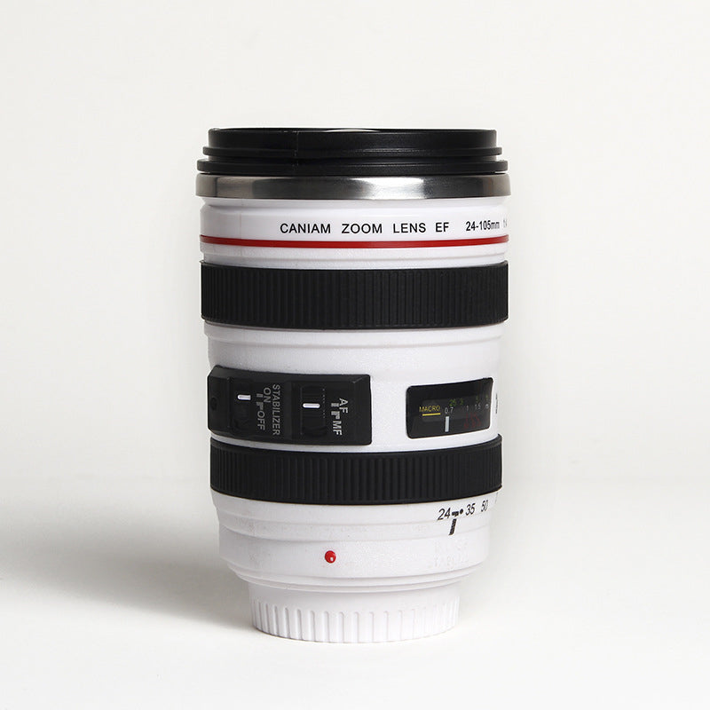 Tazza termica a forma di obiettivo fotografico