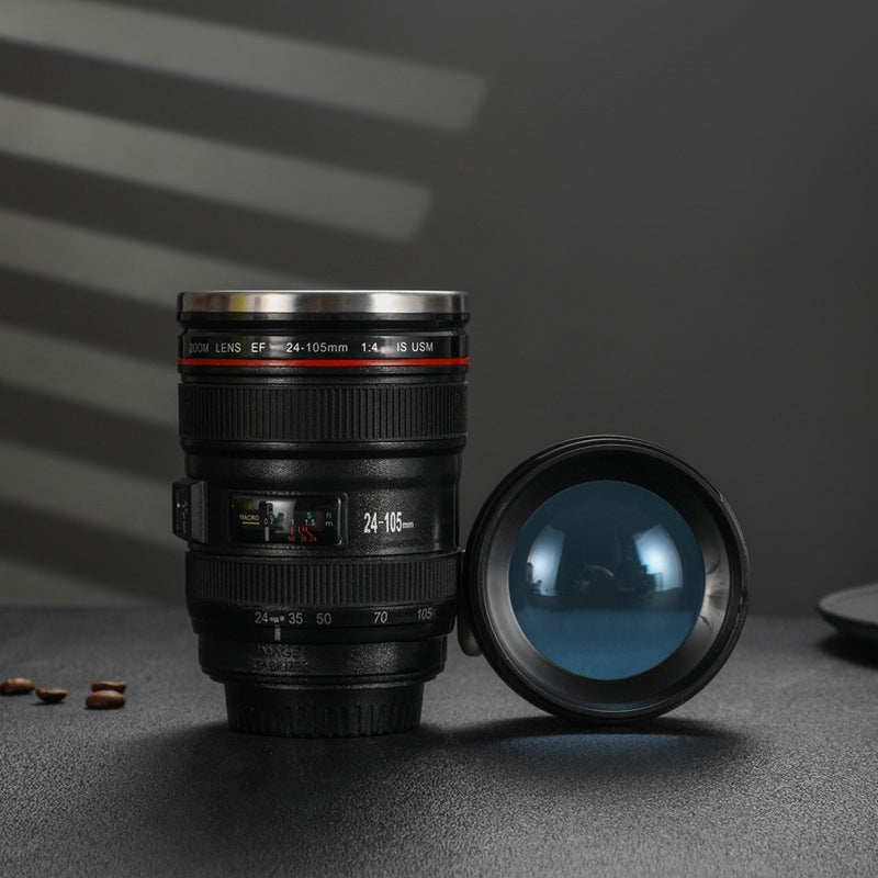Tazza termica a forma di obiettivo fotografico