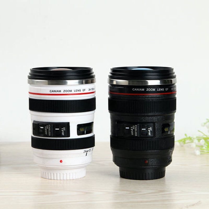 Tazza termica a forma di obiettivo fotografico