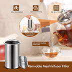 Teiera in vetro con infusore rimovibile | 1000 ml vetro borosilicato, beccuccio antigoccia | per tè in foglie e tè fiori