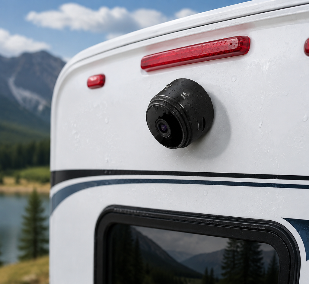 Telecamera retromarcia wireless per camper, telecamera magnetica per roulotte e rimorchio, 720p impermeabile