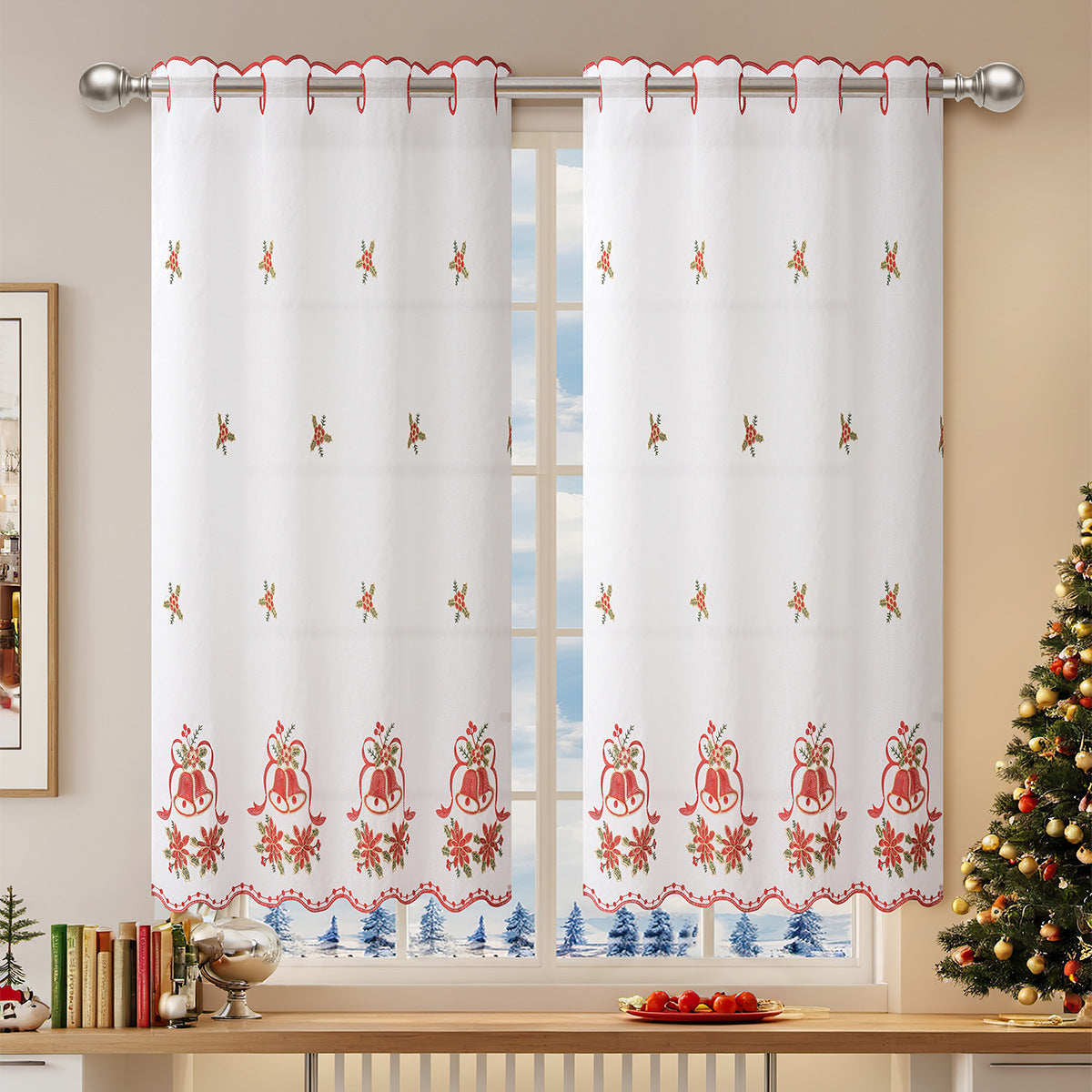 Tende decorative natalizie per finestre