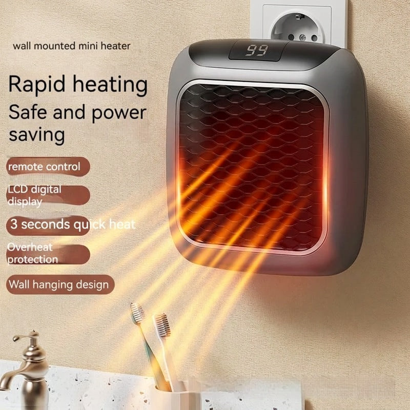 Termoventilatore da presa con display digitale e griglia a nido d'ape