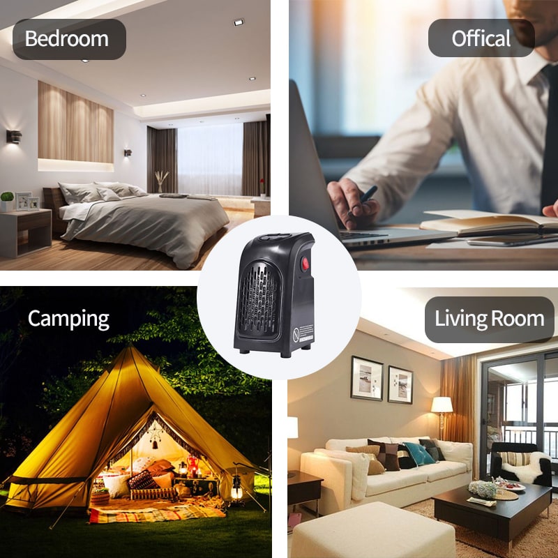 Termoventilatore da Presa Elettrico Portatile a Risparmio Energetico con Display Digitale ed Elementi Riscaldanti in Cer