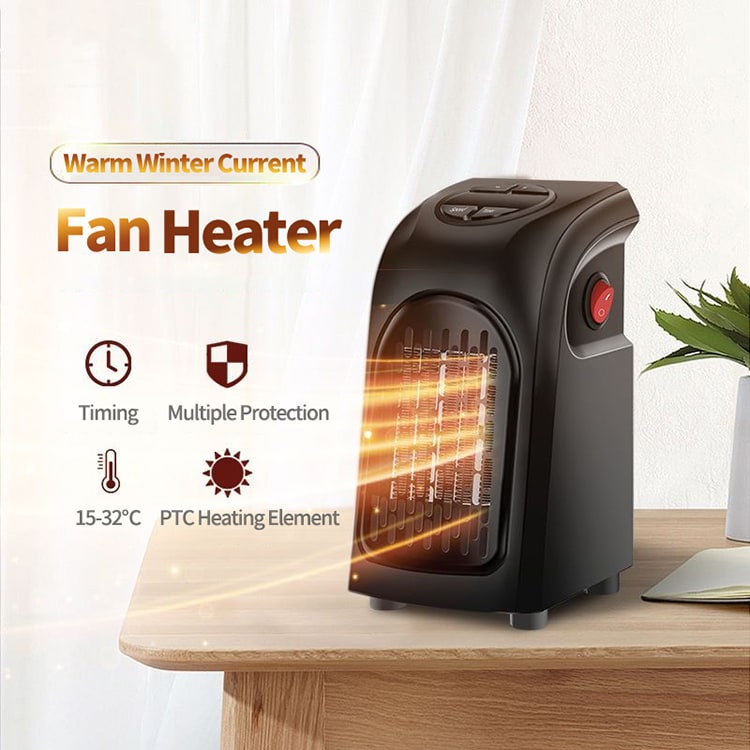 Termoventilatore da Presa Elettrico Portatile a Risparmio Energetico con Display Digitale ed Elementi Riscaldanti in Cer
