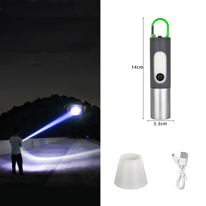 Torcia LED ricaricabile da 1000 lumen con moschettone