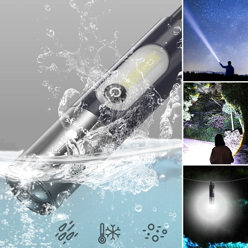Torcia LED ricaricabile 750 lumen con portata 200 m