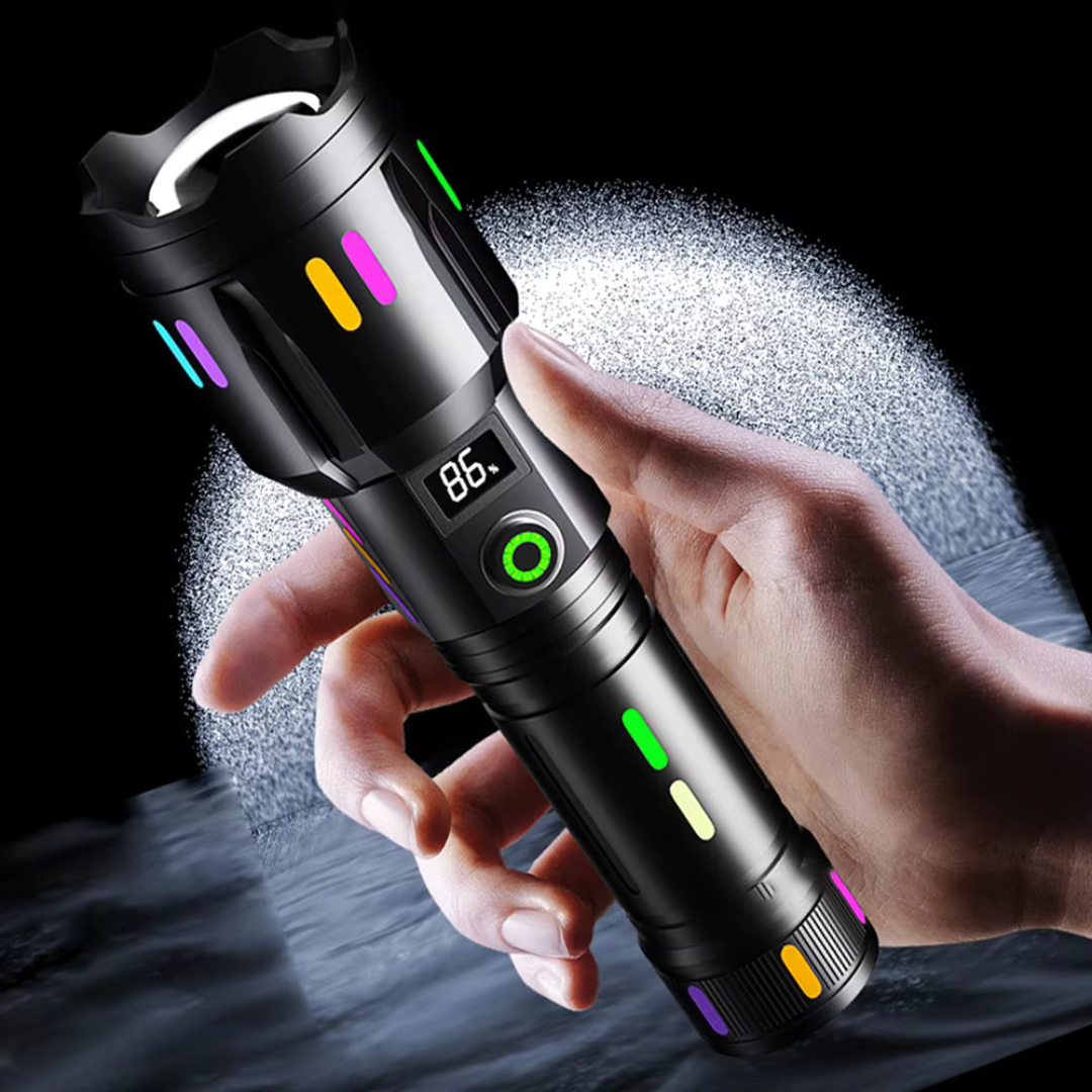 Torcia LED ricaricabile con indicatore di carica – Rompivetro integrato e USB-C